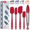 Silicone Spatula Set 5 Pcs Rubber Spatulas Silicone Heat Resistant 600°F, Spatulas for Nonstick Cookware, Seamless Design with Stainless Steel Core, Dishwasher Safe, Bonus Tongs Included